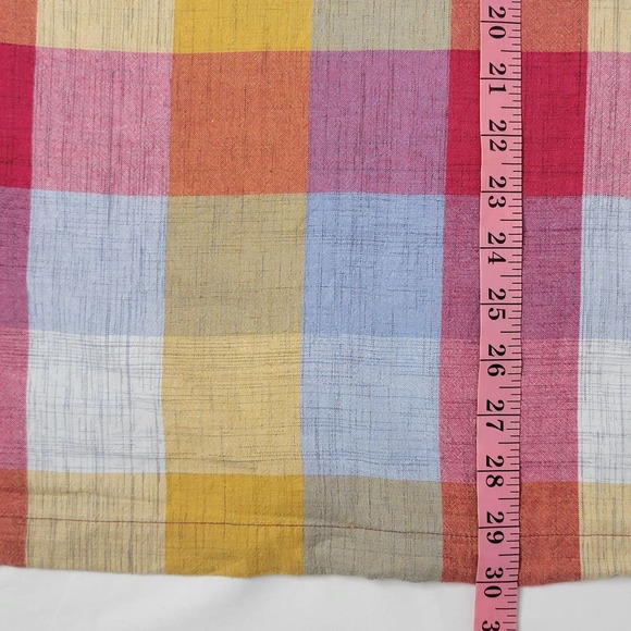 Orvis Chambray Shirt XL Red Blue Yellow Patch Plaid Men's Colorful Casual Pocket - Picture 7 of 8